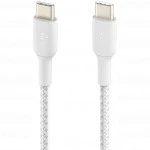 Кабель интерфейсный Belkin BRAIDED white (1m) CAB004BT1MWH (USB Type C - USB Type C)