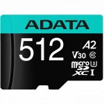 Флеш (Flash) карты ADATA microSDXC Class 10 + adapter SD AUSDX512GUI3V30SA2-RA1 (512 ГБ)