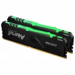 ОЗУ Kingston FURY Beast RGB KF432C16BB12AK2/32 DIMM, DDR4, 32 Гб (2 х 16 Гб), 3200 МГц
