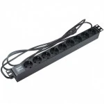 Аксессуар для серверного шкафа Hyperline Блок розеток для 19" шкафов горизонтальный 9 розеток Schuko SHE19-9SH-2.5IEC