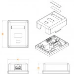 Сетевая розетка Hyperline Розетка компьютерная RJ-45(8P8C) категория 5e экранированная одинарная внешняя Dual IDC SB1-1-8P8C-C5E-SH-WH