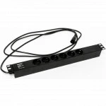 Аксессуар для серверного шкафа Hyperline Блок розеток для 19" шкафов горизонтальный 6 розеток Schuko SHE19-6SH-2.5IEC