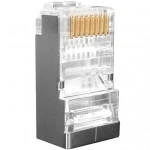 Коннектор Hyperline Разъем RJ-45(8P8C) под витую пару категория 6 (50 µ''/ 50 микродюймов) (100 шт) PLUG-8P8C-UV-C6-SH-100