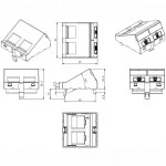 Кабельный канал Hyperline Вставка угловая 45x45 (аналог Mosaic) для 2х модулей Кeystone Jack со шторками SIP3A-2K-M45-45