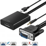 Кабель интерфейсный NO NAME Конвертeр VGA на HDMI (Кабель) (Видео аудио конвертер VGA на HDMI в HD, HDTV 1080P.) 0000876 VGA - HDMI