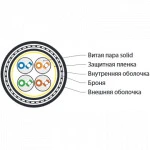 Кабель витая пара Hyperline Кабель витая пара неэкранированный U/UTP категория 5e 4 пары UUTP4-C5E-S24-ARM-OUT-PE/PE-BK