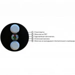 Оптический кабель Hyperline Кабель волоконно-оптический 9/125 (G.652D) одномодовый 8 волокон FO-STFR-OUT-9-8-PE-BK