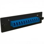 Аксессуар для серверного шкафа Hyperline Панель для FO-19BX с 12 LC адаптерами 12 волокон одномод OS1/OS2 120x32 мм FO-FPM-W120H32-12LC-BL