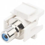 Аксессуар для оптических сетей Hyperline Вставка формата Keystone Jack с проходным адаптером RCA (синий) D type ROHS белая KJ1-RCA/BL-D-WH