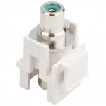 Аксессуар для оптических сетей Hyperline Вставка формата Keystone Jack с проходным адаптером RCA (зеленый) D type ROHS белая KJ1-RCA/GN-D-WH