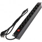 Аксессуар для серверного шкафа Wize Блок розеток 19 дюймовое крепление 8 розеток WPDU1U-8