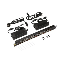 Аксессуар для кабельных сетей LANMASTER Панель POE 19", 16 портов, с двумя блоками питания 48V, 120W LAN-PP16-POE/A2