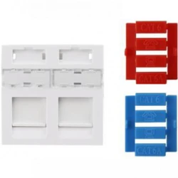 Аксессуар для кабельных сетей Hyperline Вставка 45x45 (аналог Mosaic) для 2х модулей Keystone Jack, со шторками SIP3-2K-M45-45