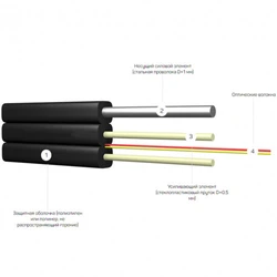 Оптический кабель Интегра Кабель Оптоволоконный дроп-кабель ИКД/2Тнг (А)-HF-O-А2-1.0кН (FTTH)