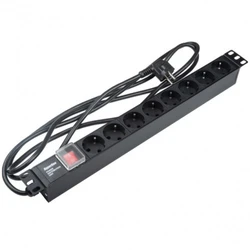 Аксессуар для серверного шкафа Hyperline Блок розеток для 19" шкафов горизонтальный 8 розеток Schuko SHE19-8SH-S-2.5EU