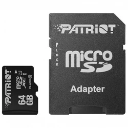 Флеш (Flash) карты Patriot LX Series Class 10 + adapter SD PSF64GMCSDXC10 (64 ГБ)