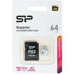Флеш (Flash) карты Silicon Power Superior microSDXC [SP064GBSTXDA2V20SP] (64 ГБ)