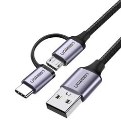 Кабель интерфейсный UGREEN US177 USB-A to Micro USB + USB Type-C 30875 USB Type A - USB Type B micro - USB Type C