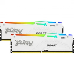 ОЗУ Kingston FURY Beast White RGB KF556C36BWEAK2-64 DIMM, DDR5, 64 Гб (2 х 32 Гб), 5600 МГц
