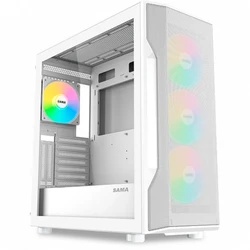 Корпус Sama S40 White S40-WHAPA4X1-GL Игровые, Mid-Tower