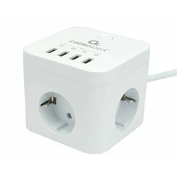 Сетевой фильтр Cablexpert CUBE-3-U4-W-1.5