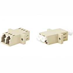 Аксессуар для оптических сетей Hyperline Оптический проходной адаптер LC/PC-LC/PC MM duplex корпус пластиковый бежевый белые колпачки FA-P11Z-DLC/DLC-N/WH-BG