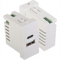 Сетевая розетка LANMASTER LAN-EZ45x22-2UCA/2.1-WH