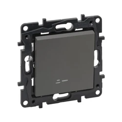 Legrand Выключатель одноклавишный Niloe Step 10А с подстветкой авт.клеммы Сталь 863411