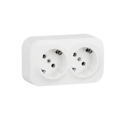 Розетка Legrand Розетка двойная с зк Legrand Forix 16A 250В IP20 накладная белый 782413
