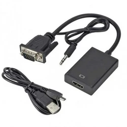Кабель интерфейсный NO NAME Конвертeр VGA на HDMI (Кабель) (Видео аудио конвертер VGA на HDMI в HD, HDTV 1080P.) 0000876 VGA - HDMI