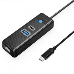 Кабель интерфейсный ORICO Конвертер USB-C 3.0 на LAN RJ-45, 1Gbps + USB A/C HUB, 0.15m 0014581 USB-C - RJ-45