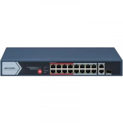 Коммутатор Hikvision DS-3E0318P-E/M(C) 100 Base-TX (100 мбит/с), 1 SFP порт