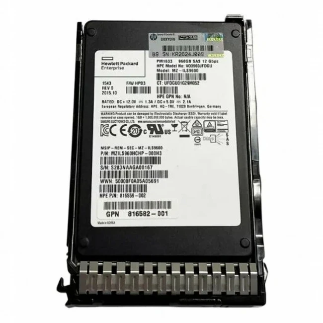 Серверный жесткий диск HPE 960GB SAS 12G Read Intensive SFF (2.5in) SC 3yr Wty Digitally Signed Firmware SSD P04517-B21 (2,5 SFF, 960 ГБ, SAS)