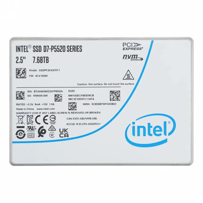 Серверный жесткий диск Intel D7-P5520 SSDPF2KX076T1N1 2,5 SFF, 7.68 ТБ, NVMe