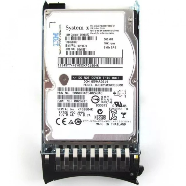 Серверный жесткий диск IBM 300GB 10K 6Gbps SAS 2.5" SFF G2HS HDD 90Y8877 (2,5 SFF, 300 ГБ, SAS)