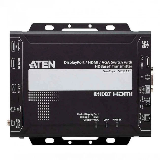 Сетевое устройство ATEN DisplayPort / HDMI / VGA Switch with HDBaseT Transmitter VE3912T-AT-G (Трансмиттер)