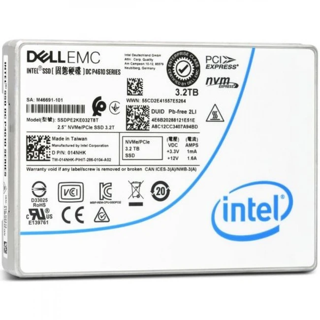 Серверный жесткий диск Dell SSD 3.2TB NVMe Dell Intel P4610 U.2 3DWPD 014NHK (U.2, 3.2 ТБ, PCIe)