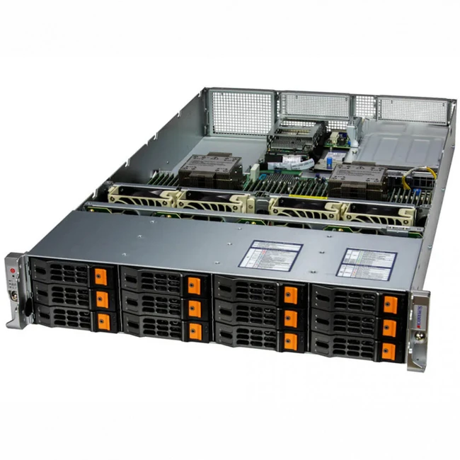 Сервер Supermicro SYS-621H-TN12R SYS-621H-TN12R. (2U Rack, Xeon Gold 6526Y, 2800 МГц, 16, 37.5, 4 x 64 ГБ, LFF 3.5", 12, 1x 960 ГБ)