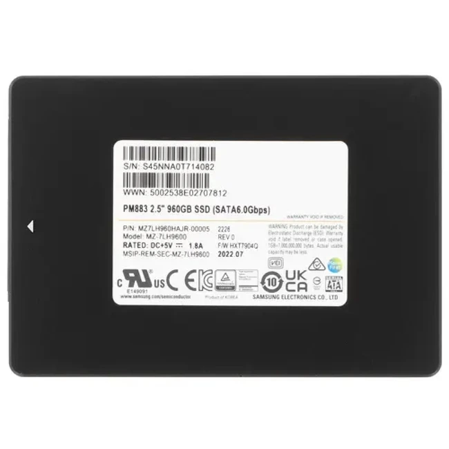 Серверный жесткий диск Samsung PM883 960GB MZ7LH960HAJR 2,5 SFF, 960 ГБ, SATA
