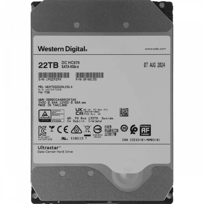 Серверный жесткий диск Western Digital Ultrastar DC HC570 WUH722222ALE6L4 WUH722222ALE6L4_0F48155 3,5 LFF, 22 ТБ, SATA
