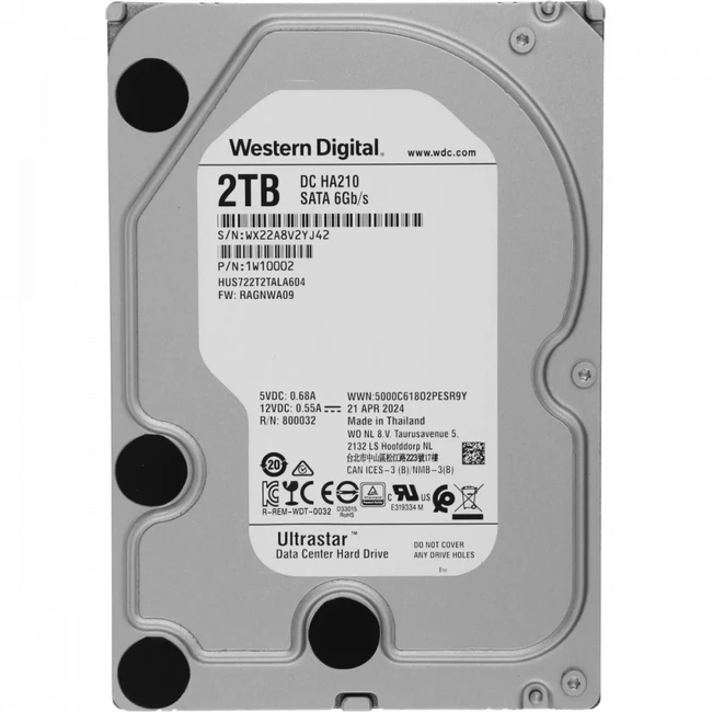 Серверный жесткий диск Western Digital Ultrastar DC HA210 HUS722T2TALA604 HUS722T2TALA604_1W10002 (3,5 LFF, 2 ТБ, SATA)