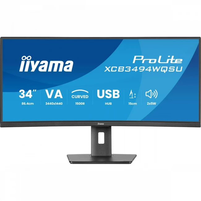 Монитор IIYAMA ProLite XCB3497WQSNPH-B1 34 ", VA, Ultra-Wide QHD 3440x1440 (21:9), 120 Гц