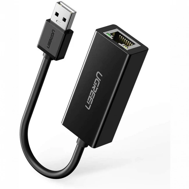 Кабель интерфейсный UGREEN Adapter UGREEN CR110 USB 2.0 A To 100Mbps Ethernet Adapter, Black 20254 (USB Type A - Ethernet (RJ45) (LAN))