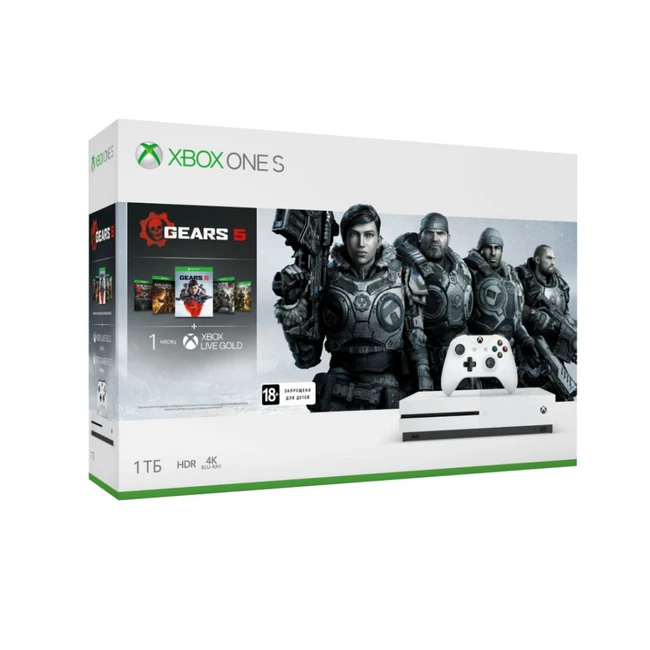 Аксессуары для смартфона Microsoft Xbox One S 1T White + GEARS 5 234-01030