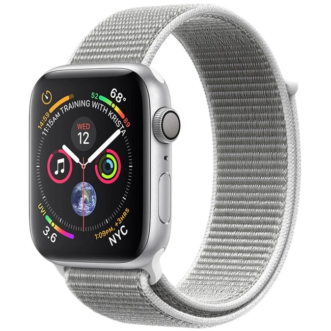 Apple Watch Series 4 GPS, 40mm Silver Aluminium Case with Seashell Sport Loop MU652GK/A