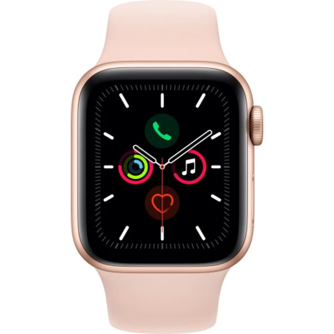 Apple Watch Series 5 GPS, 44mm Gold Aluminium Case with Pink Sand Sport Band S/M & M/L MWVE2GK/A
