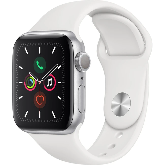 Apple Watch Series 5 GPS, 40mm Silver Aluminium Case with White Sport Band MWV62GK/A