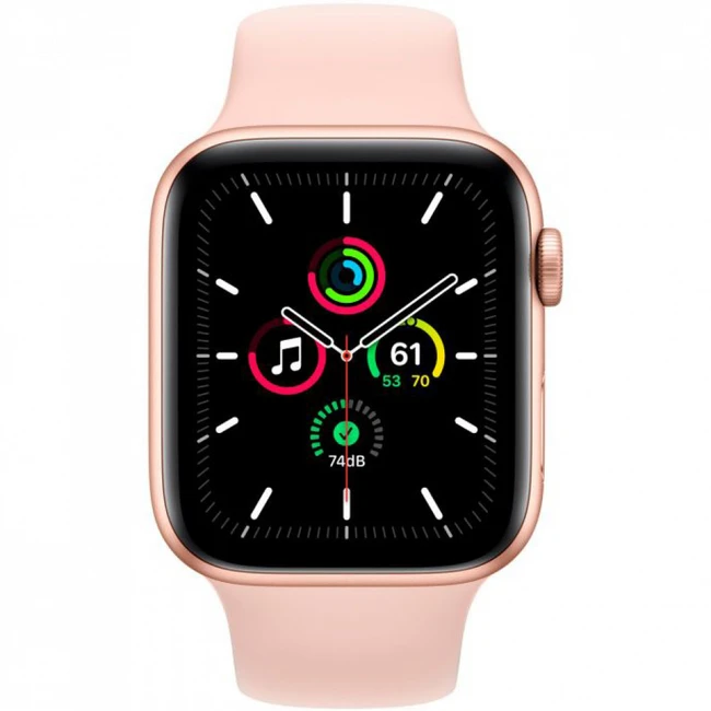 Apple Watch SE GPS, 44mm Gold Aluminium Case with Starlight Sport Band MKQ53GK/A