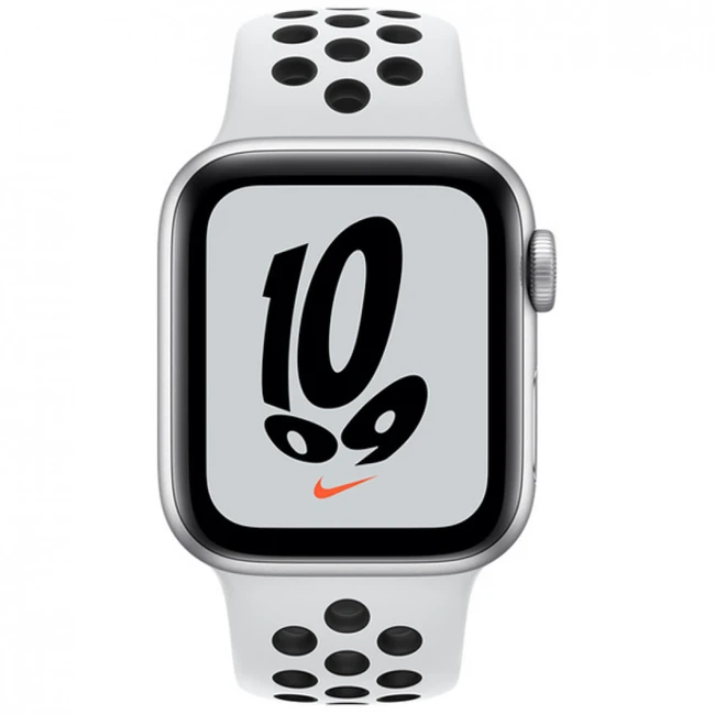 Apple Watch Nike SE GPS, 40mm Silver Aluminium Case with Pure Platinum/Black Nike Sport Band - Regular MKQ23GK/A