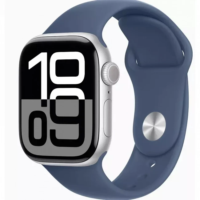 Apple Watch Series 10 GPS 42mm Silver Aluminium Case with Denim Sport Band - S/M MWWA3QI/A (Смарт-часы)